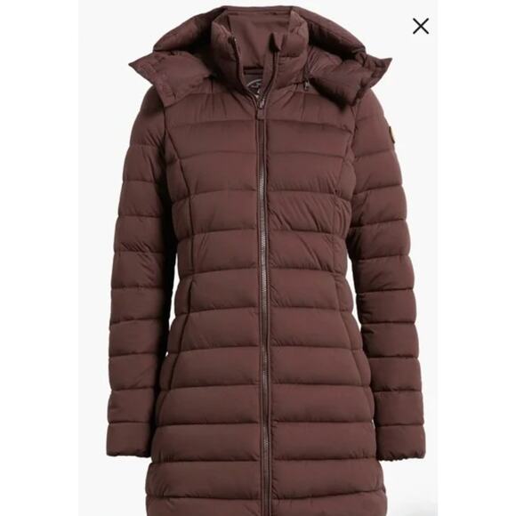 Save the Duck Dorothy Hooded Puffer Coat Ruby Red Size Large/XL NWT Form Fitting - Picture 2 of 16